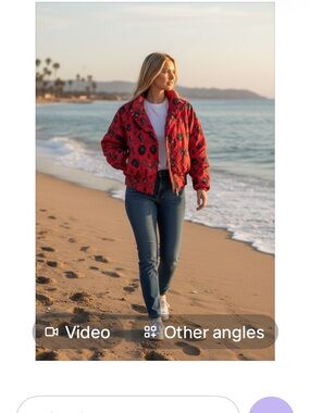 NILS Red Patterned Quilted Ski Jacket